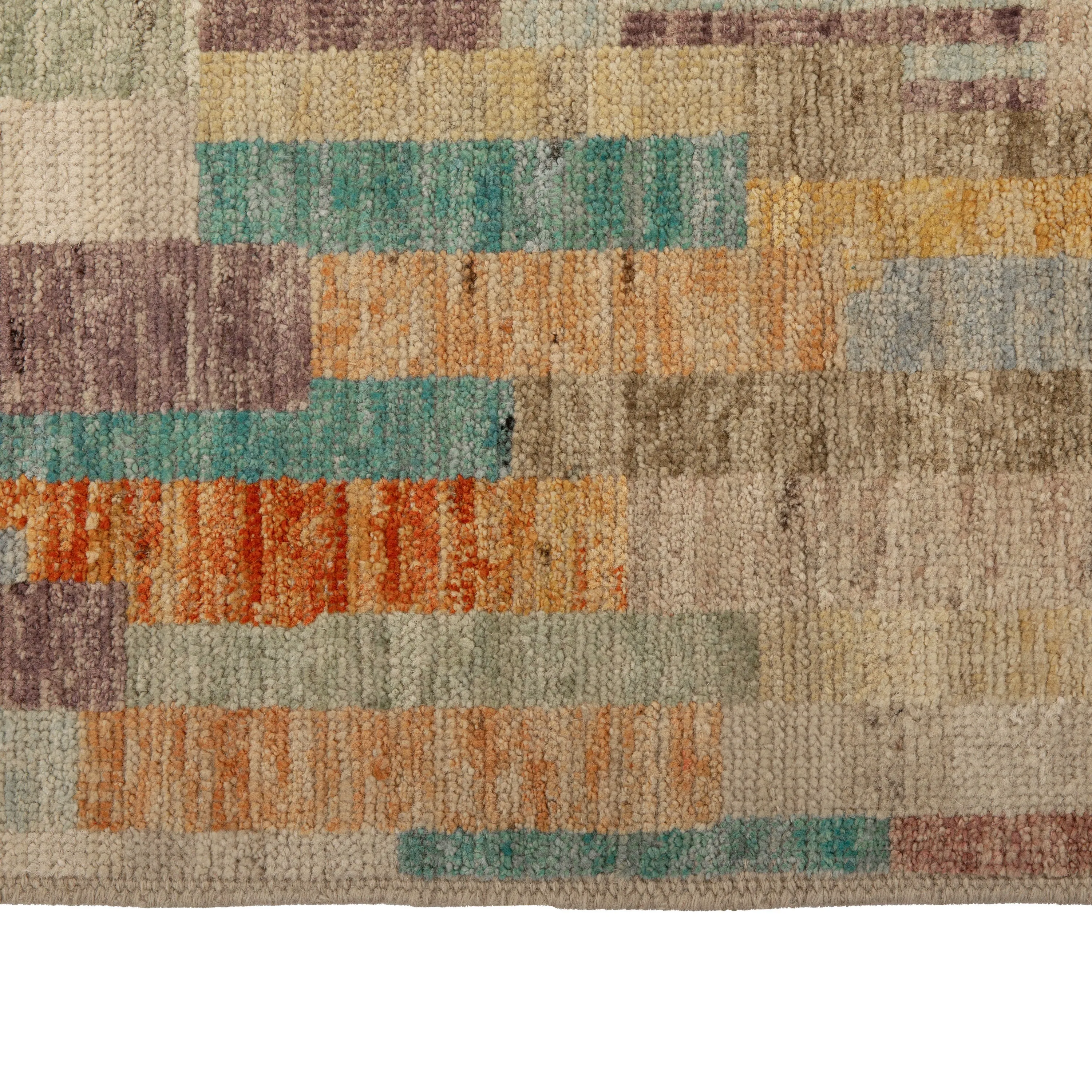 Zameen Multicolored Modern Wool Rug - 3'10" x 5'11"