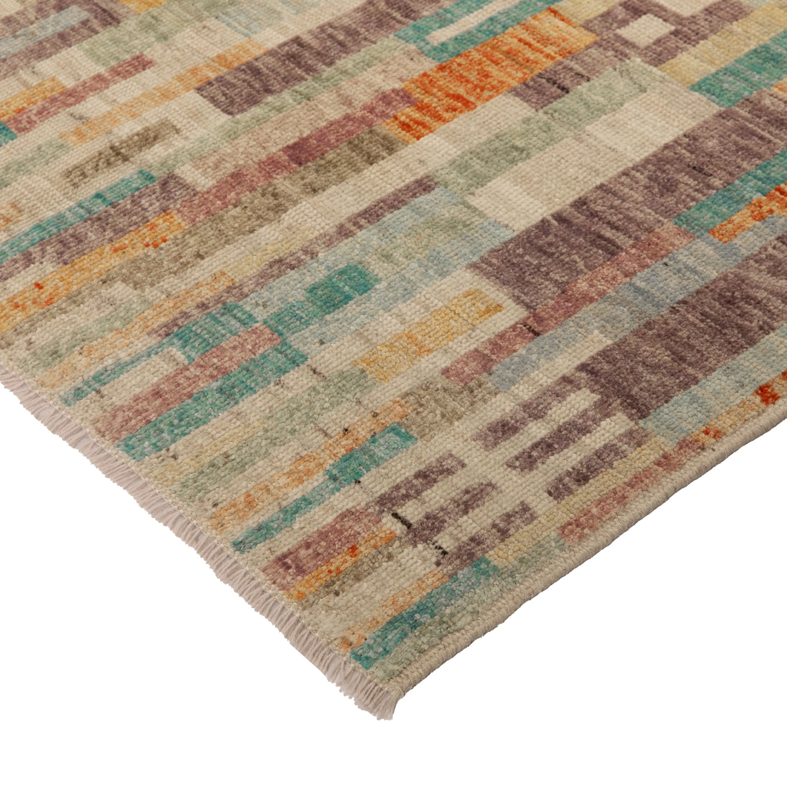 Zameen Multicolored Modern Wool Rug - 3'10" x 5'11"