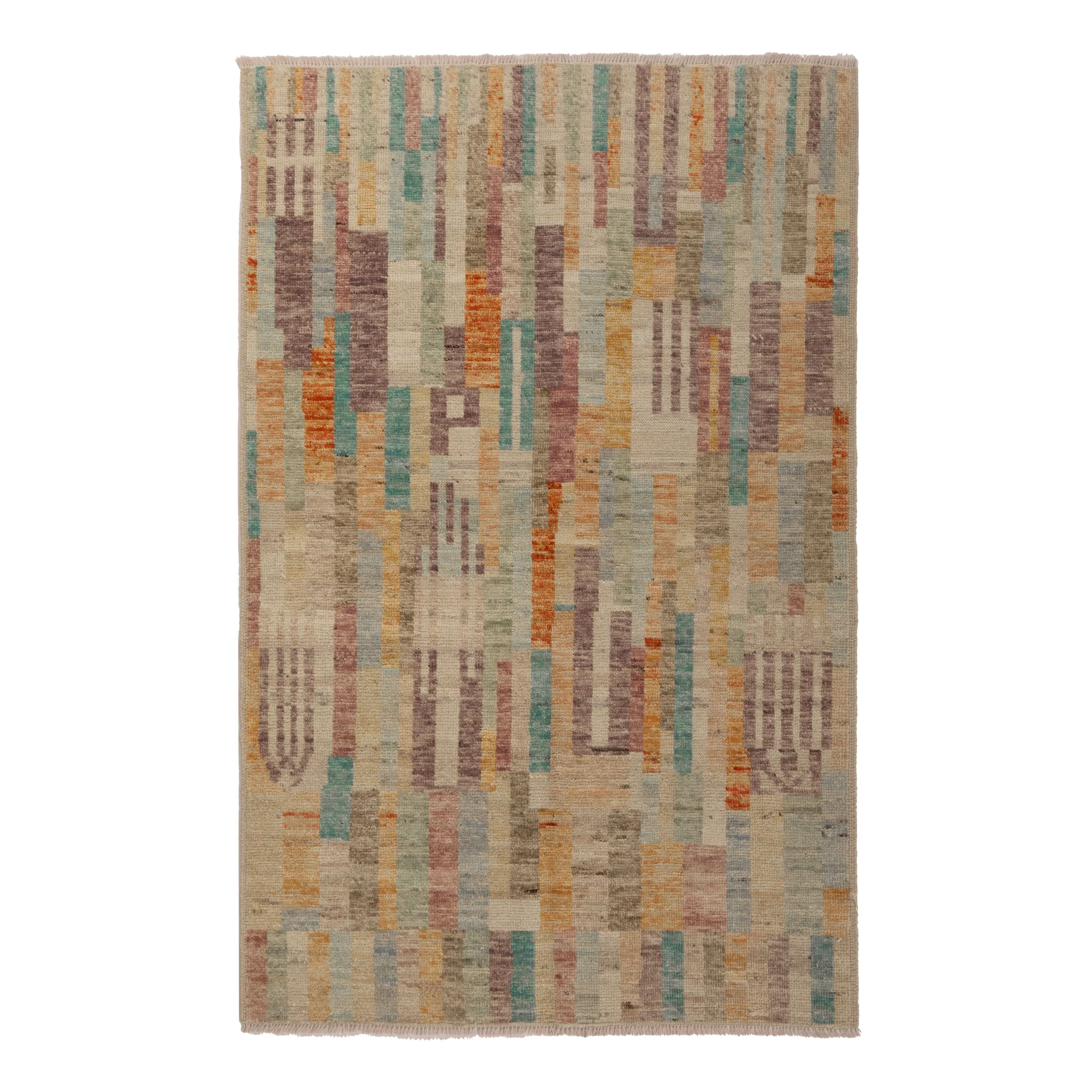 Zameen Multicolored Modern Wool Rug - 3'10" x 5'11"